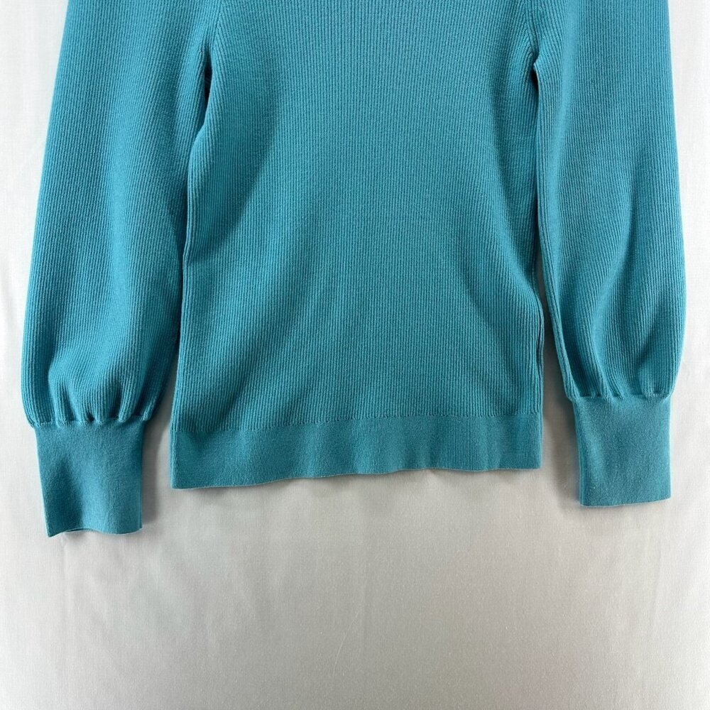 Loft Sweater Women Sz 2XL Pullover Long Sleeve V-Neck Ribbed Stretchy Turquoise - Picture 6 of 11